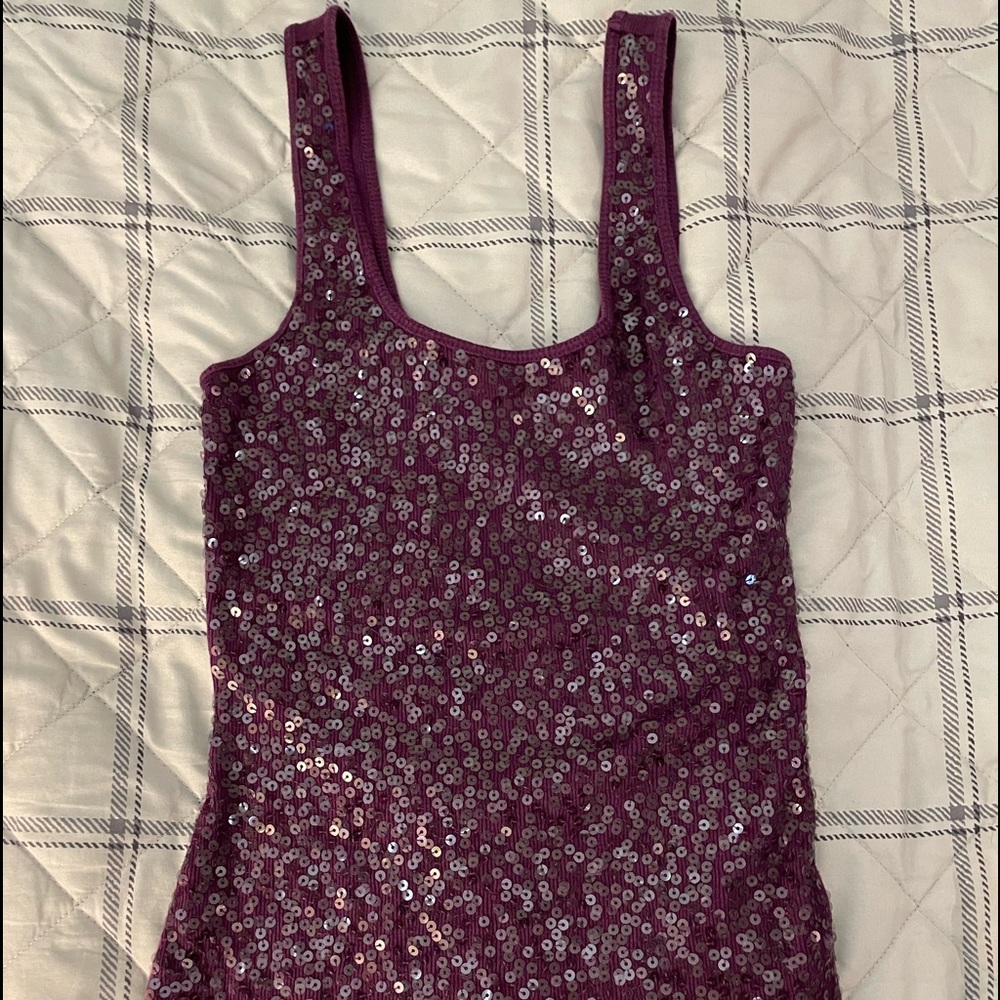 Express purple sequin tank top